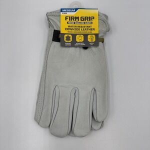 Firm Grip Work Gloves Cowhide Water Resistant Leather Medium 67856 New